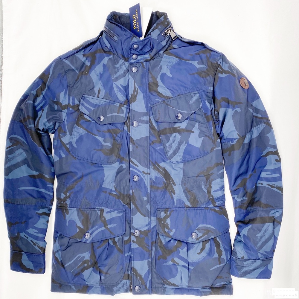 Polo Ralph Lauren Down Filled Blue Camo Field Coat - Picture 4 of 15